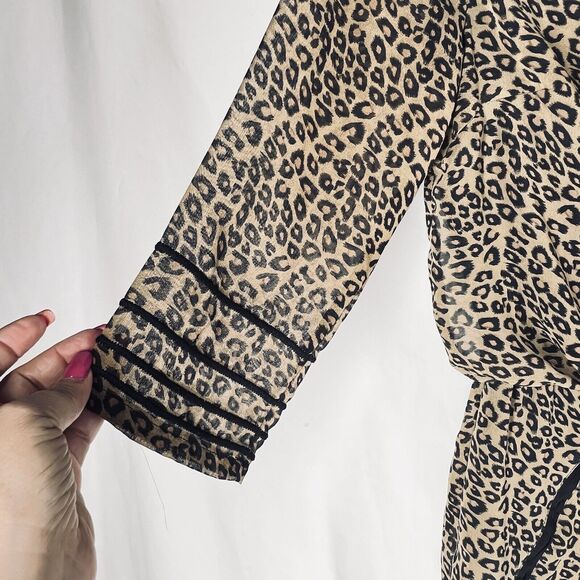 THML Leopard Dress Womans XS Party Fun Festival Date Animal Print Lined Mini - Picture 6 of 8